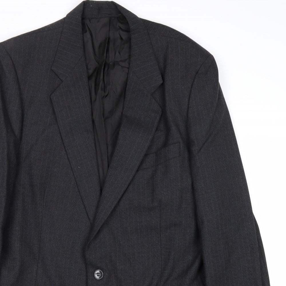 St Micahel Mens Grey Striped Wool Jacket Suit Jacket Size 42 Regular