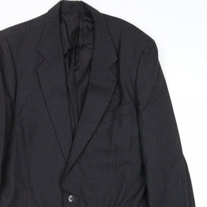 St Micahel Mens Grey Striped Wool Jacket Suit Jacket Size 42 Regular