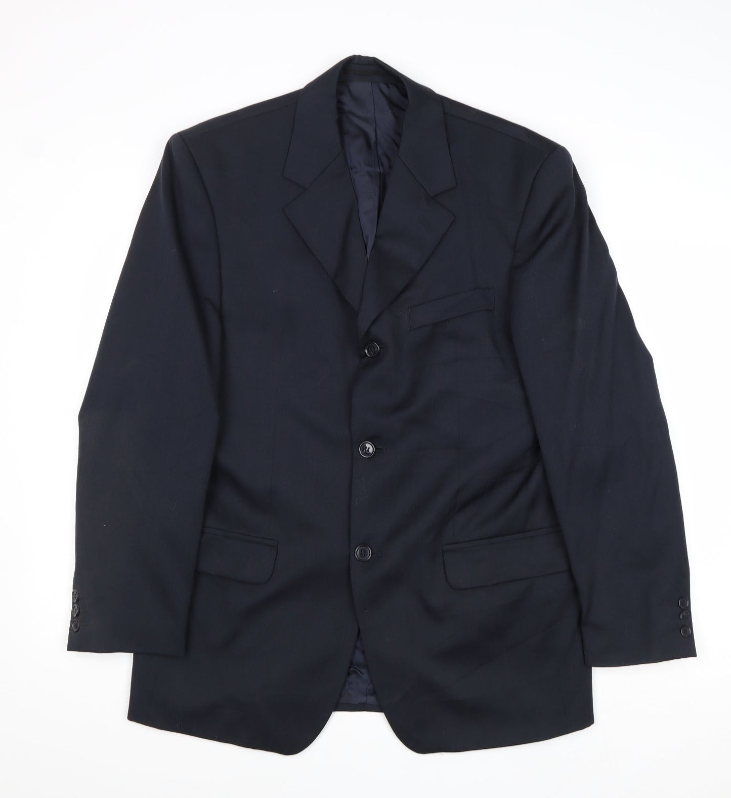 Horne Mens Blue Wool Jacket Suit Jacket Size 38 Regular