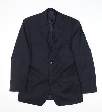 Horne Mens Blue Wool Jacket Suit Jacket Size 38 Regular