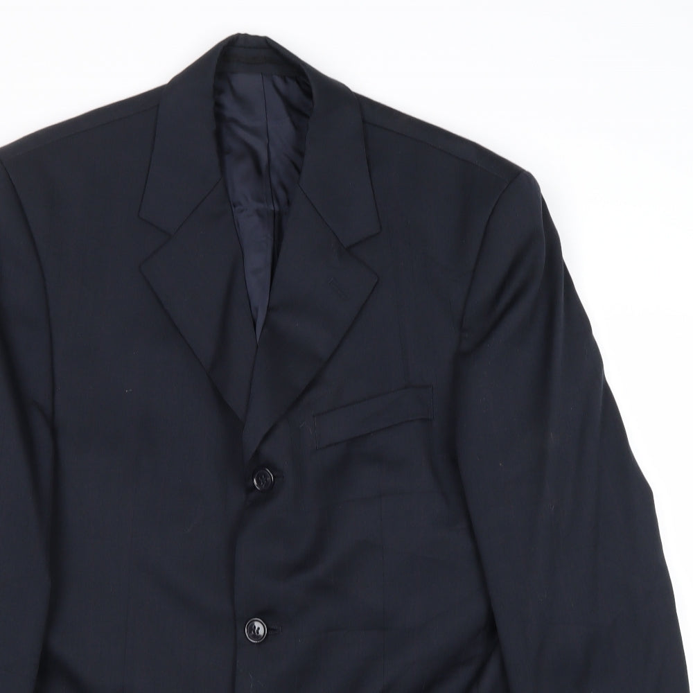 Horne Mens Blue Wool Jacket Suit Jacket Size 38 Regular