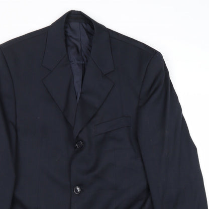 Horne Mens Blue Wool Jacket Suit Jacket Size 38 Regular