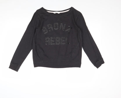 H&M Girls Black Cotton Pullover Sweatshirt Size 15 Years Pullover - Bronx