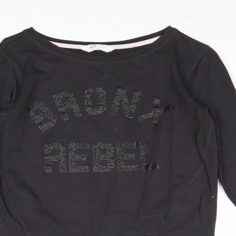 H&M Girls Black Cotton Pullover Sweatshirt Size 15 Years Pullover - Bronx