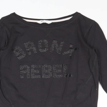 H&M Girls Black Cotton Pullover Sweatshirt Size 15 Years Pullover - Bronx