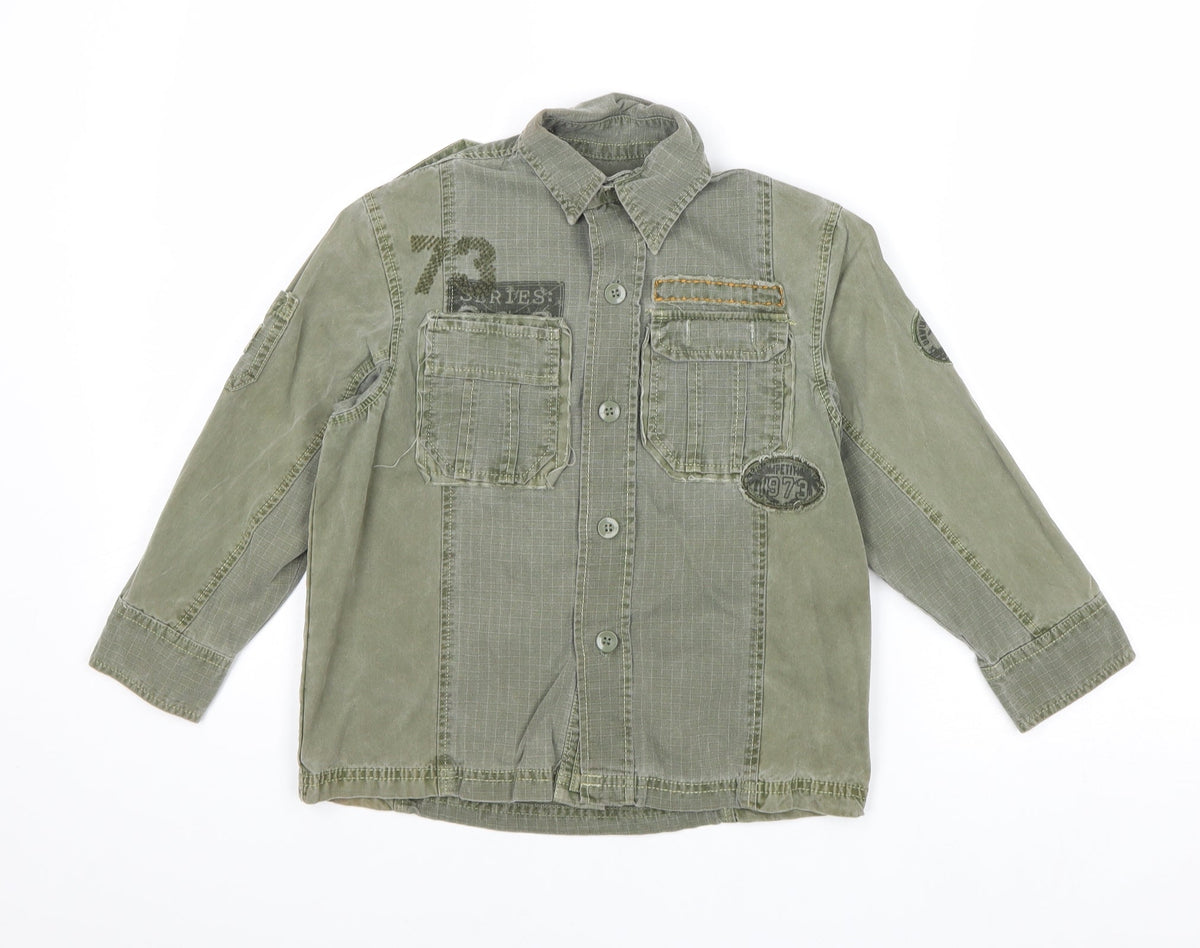 Marks & Spencer Boys Green Basic Jacket Jacket Size 5 Years Button