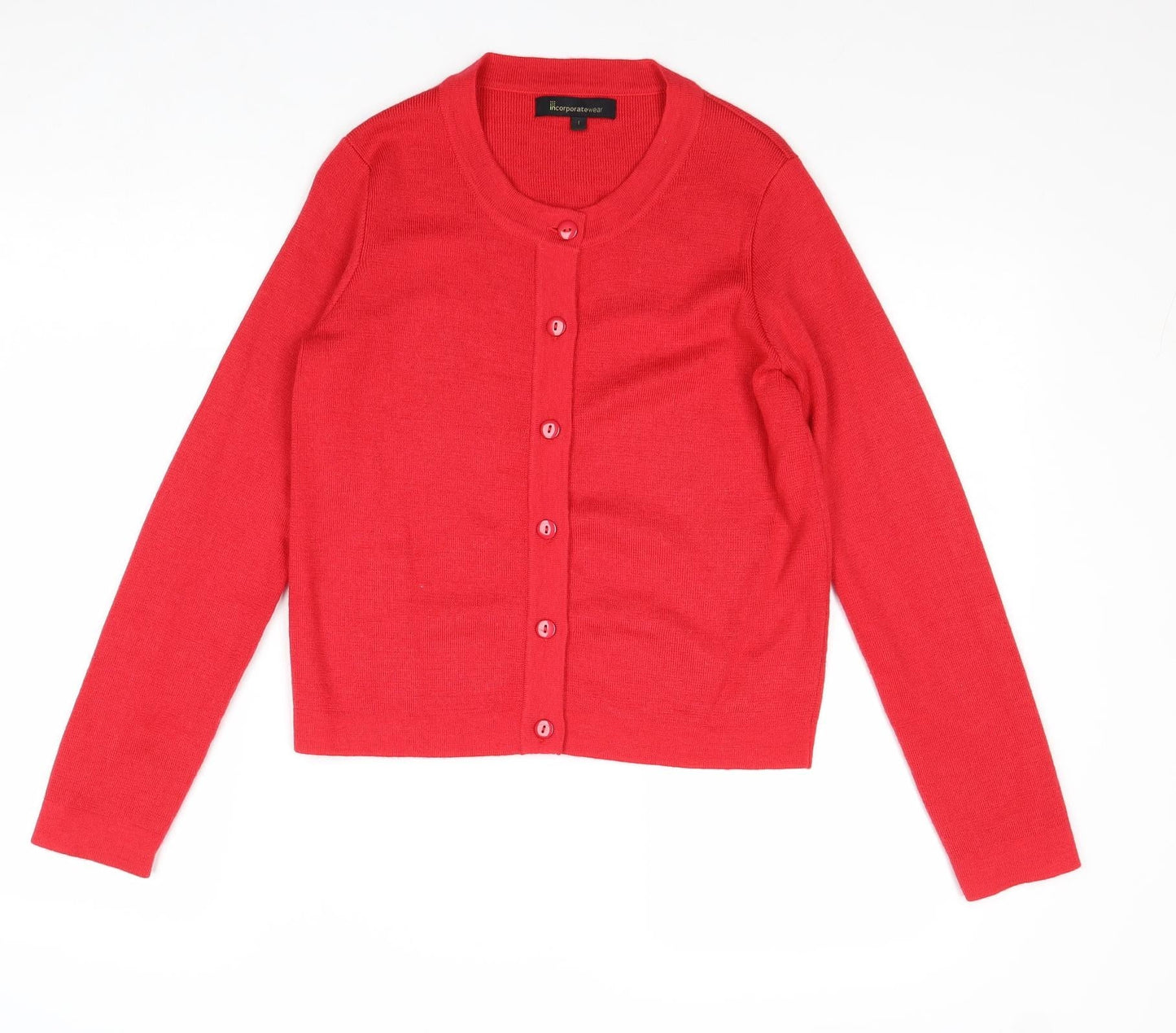 Incorporate Wear Womens Red Round Neck Wool Cardigan Jumper Size 6