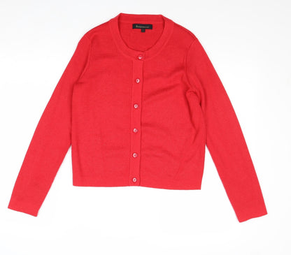 Incorporate Wear Womens Red Round Neck Wool Cardigan Jumper Size 6