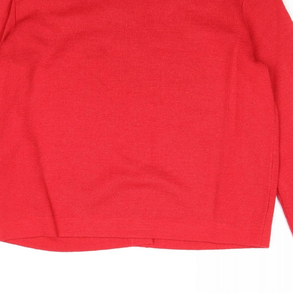 Incorporate Wear Womens Red Round Neck Wool Cardigan Jumper Size 6