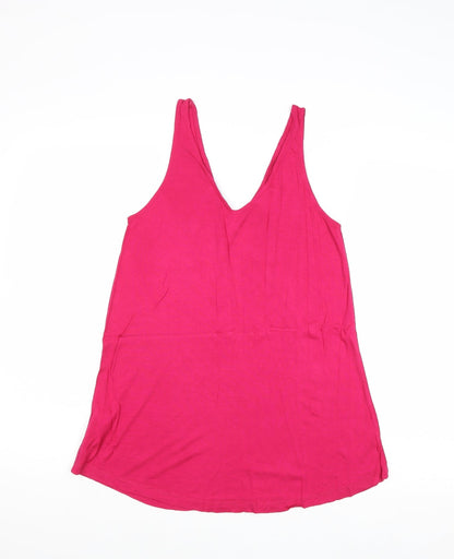 Warehouse Womens Pink Viscose Basic Tank Size 10 V-Neck