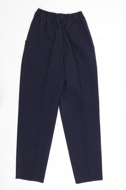 St Michael Womens Blue Striped Polyester Trousers Size 10 Regular