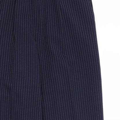 St Michael Womens Blue Striped Polyester Trousers Size 10 Regular