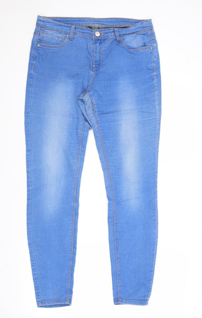 Yessica Womens Blue Cotton Skinny Jeans Size 12 Regular Zip