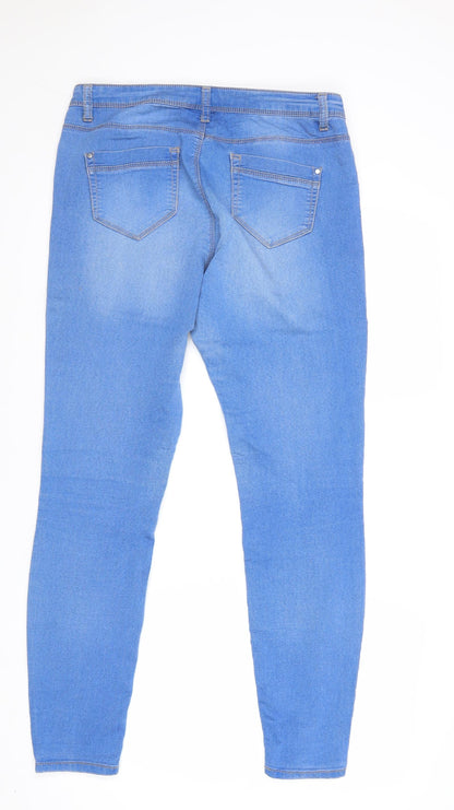 Yessica Womens Blue Cotton Skinny Jeans Size 12 Regular Zip