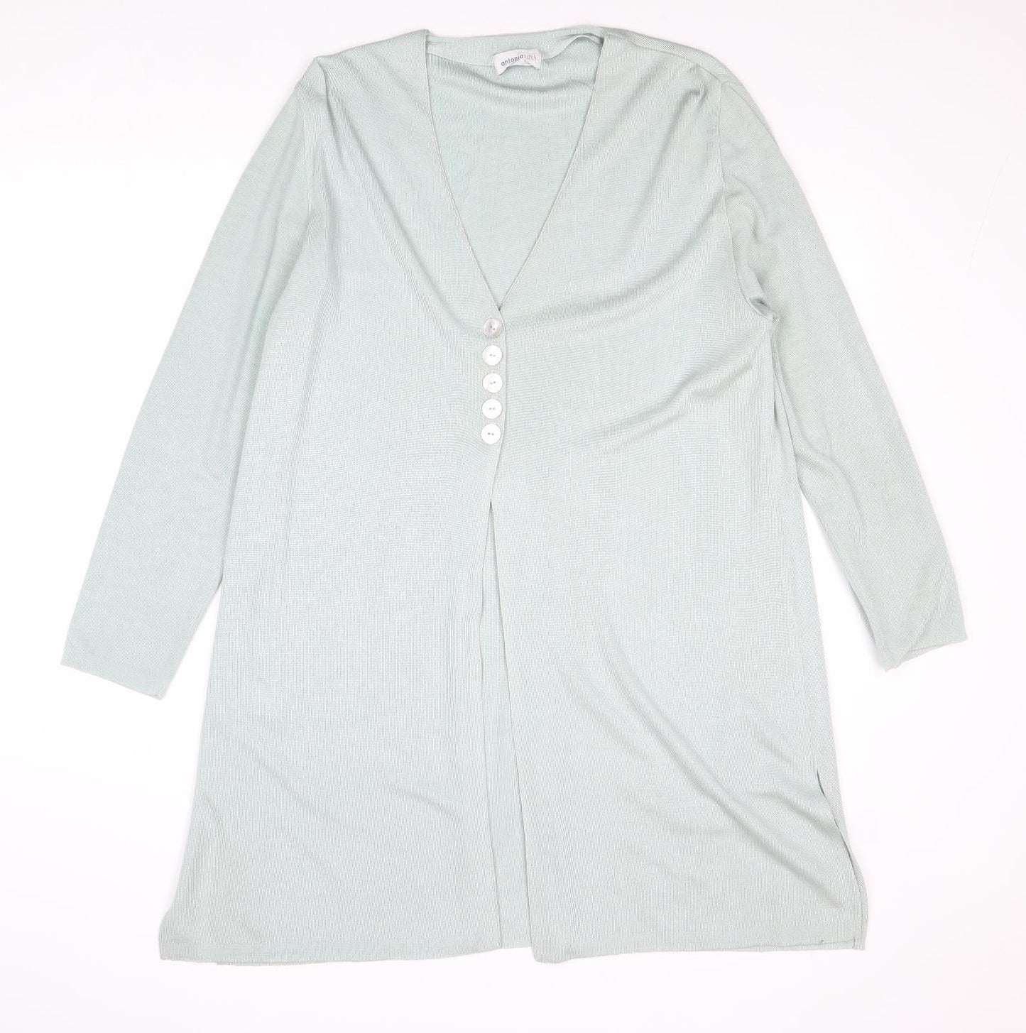Antonia Nash Womens Blue V-Neck Acrylic Cardigan Jumper Size M