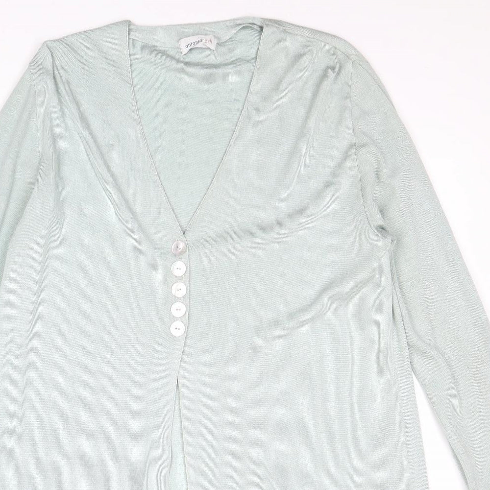 Antonia Nash Womens Blue V-Neck Acrylic Cardigan Jumper Size M