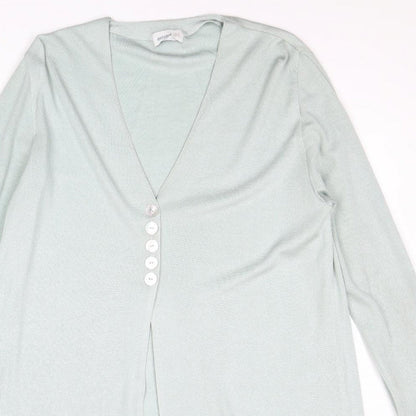 Antonia Nash Womens Blue V-Neck Acrylic Cardigan Jumper Size M