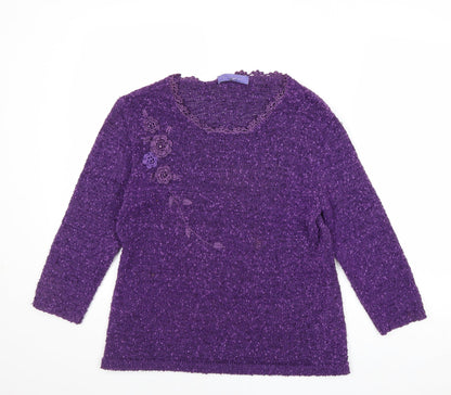 Autonomy Womens Purple Round Neck Polyester Pullover Jumper Size M - Size M-L