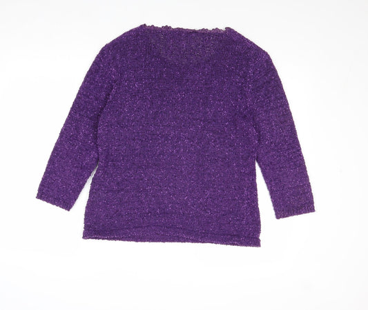 Autonomy Womens Purple Round Neck Polyester Pullover Jumper Size M - Size M-L