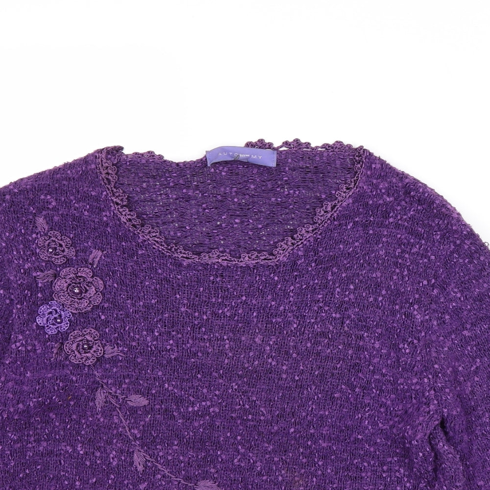 Autonomy Womens Purple Round Neck Polyester Pullover Jumper Size M - Size M-L