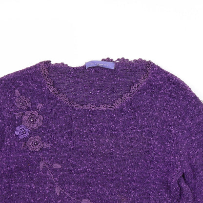 Autonomy Womens Purple Round Neck Polyester Pullover Jumper Size M - Size M-L
