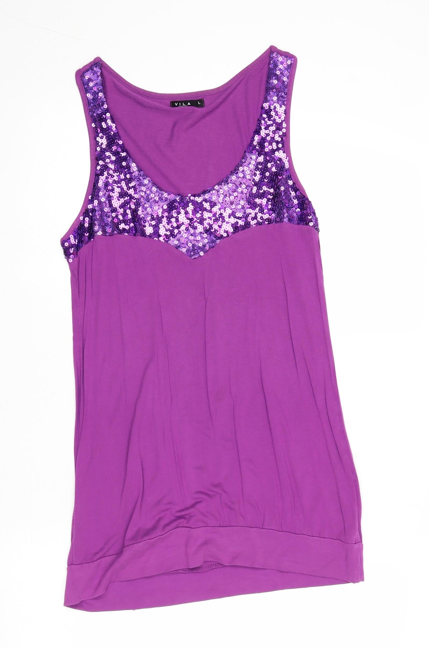 Womens UK Size L VILA Purple Basic Tank