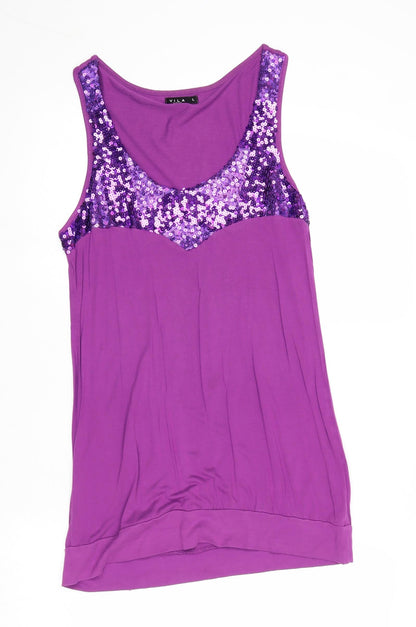Womens UK Size L VILA Purple Basic Tank