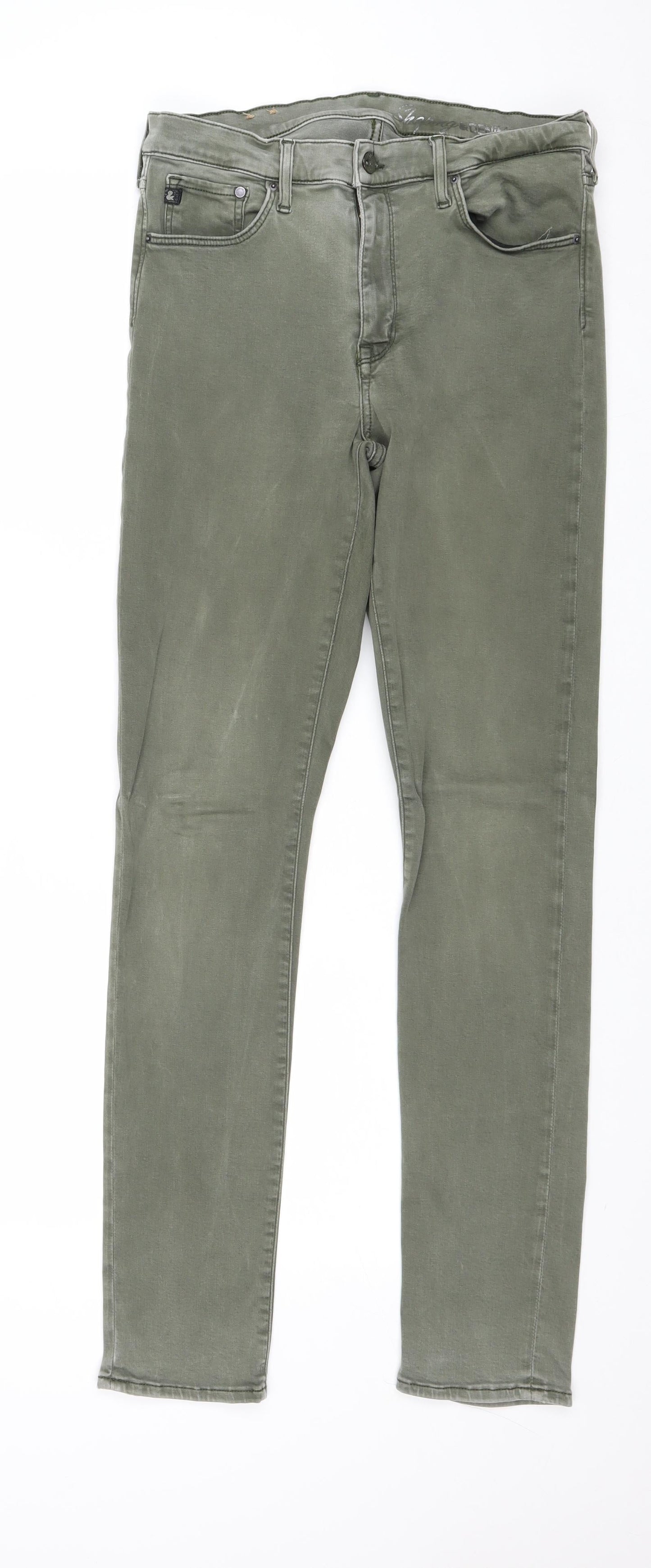 Womens UK Size 33 in H&M Regular Fit Skinny Green Jeans
