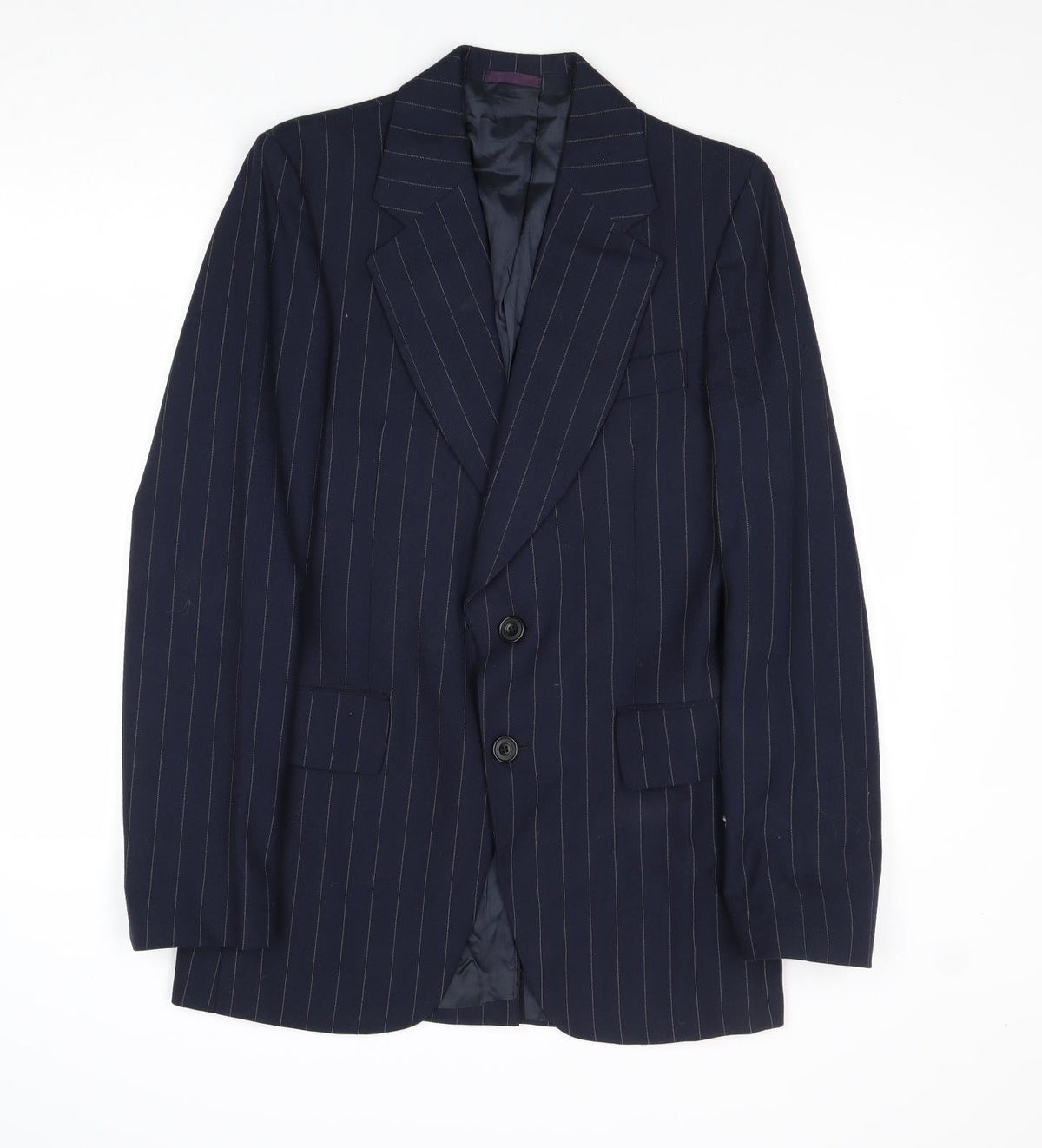 Mitchel Walker Mens Blue Striped Wool Jacket Suit Jacket Size 34 Regular