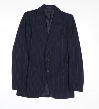 Mitchel Walker Mens Blue Striped Wool Jacket Suit Jacket Size 34 Regular