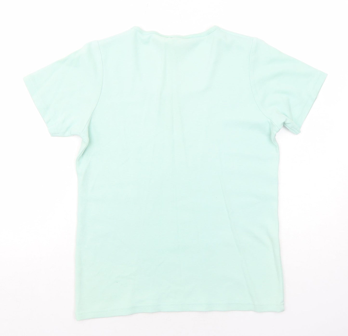 EWM Womens Green Cotton Basic T-Shirt Size 10 Square Neck - Size 10-12