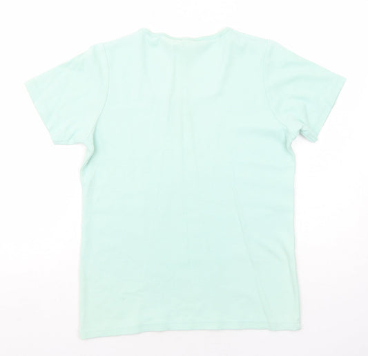 EWM Womens Green Cotton Basic T-Shirt Size 10 Square Neck - Size 10-12