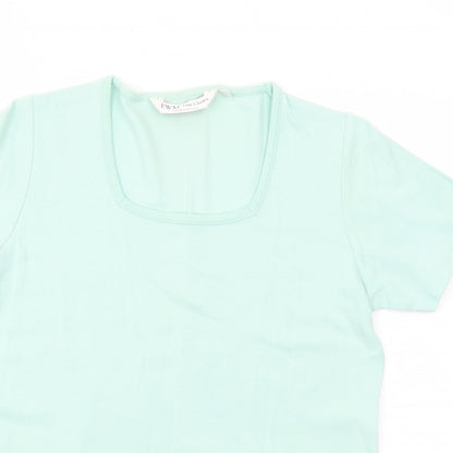 EWM Womens Green Cotton Basic T-Shirt Size 10 Square Neck - Size 10-12