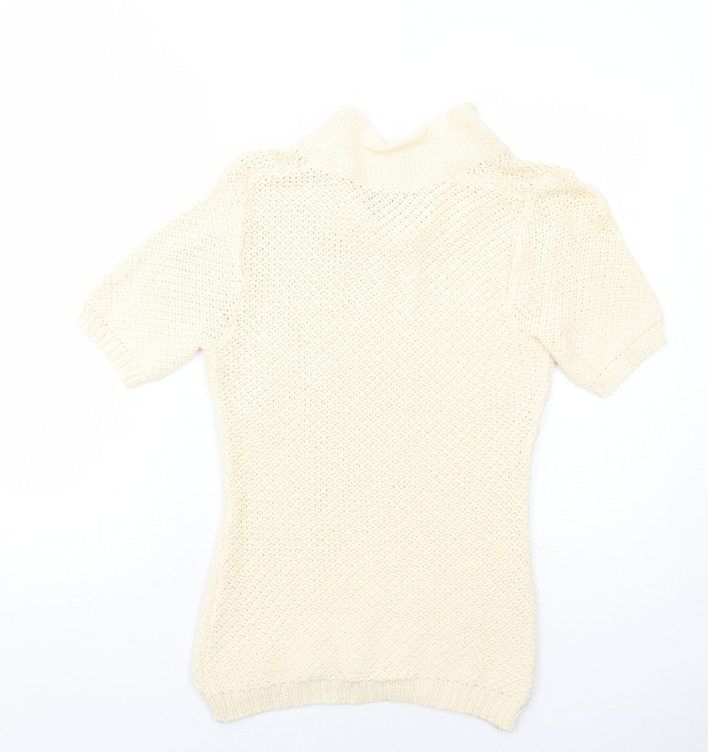 C&A Womens Ivory Collared Cotton Pullover Jumper Size S