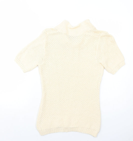 C&A Womens Ivory Collared Cotton Pullover Jumper Size S