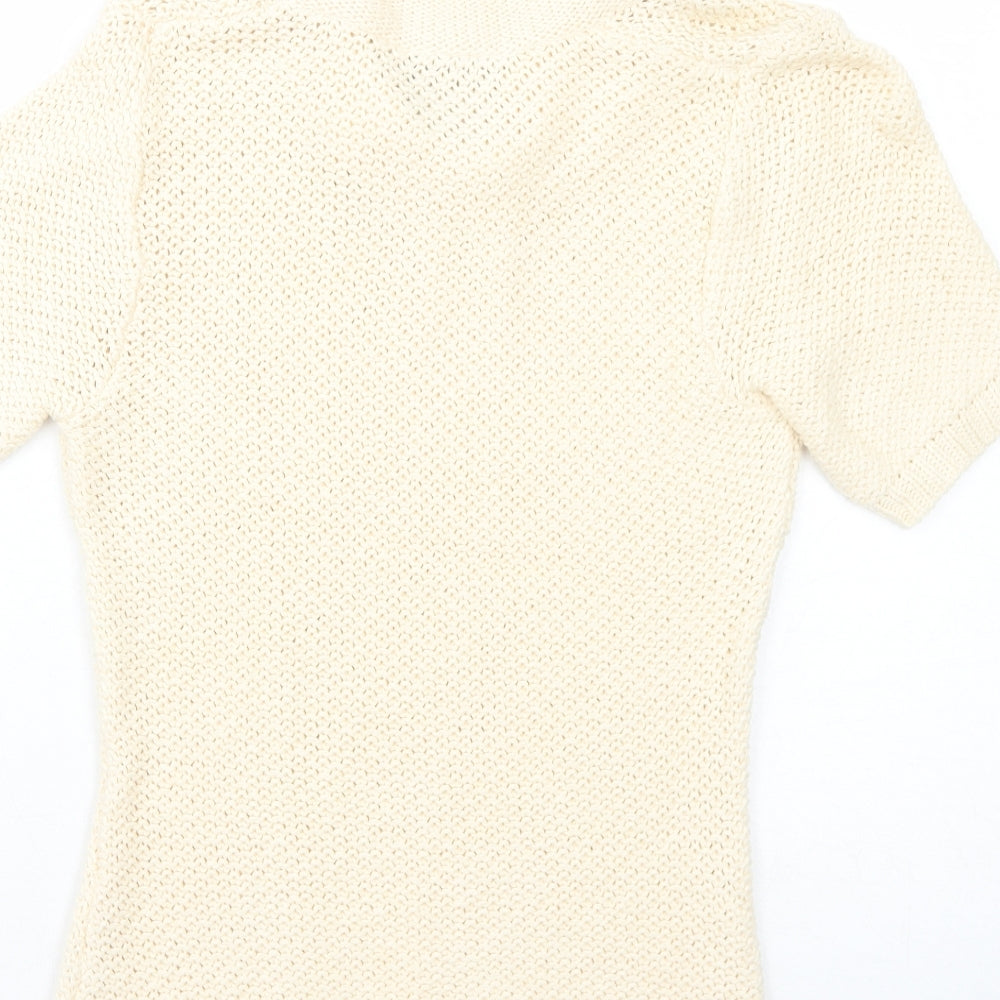 C&A Womens Ivory Collared Cotton Pullover Jumper Size S