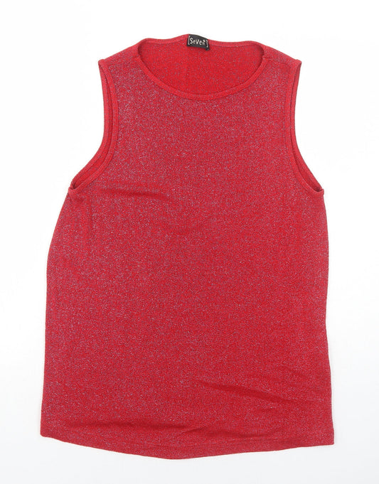 Evans Womens Red Viscose Basic Tank Size 14 Round Neck