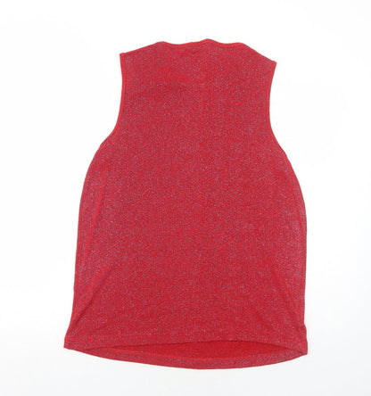 Evans Womens Red Viscose Basic Tank Size 14 Round Neck