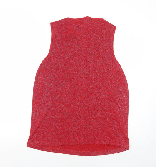 Evans Womens Red Viscose Basic Tank Size 14 Round Neck