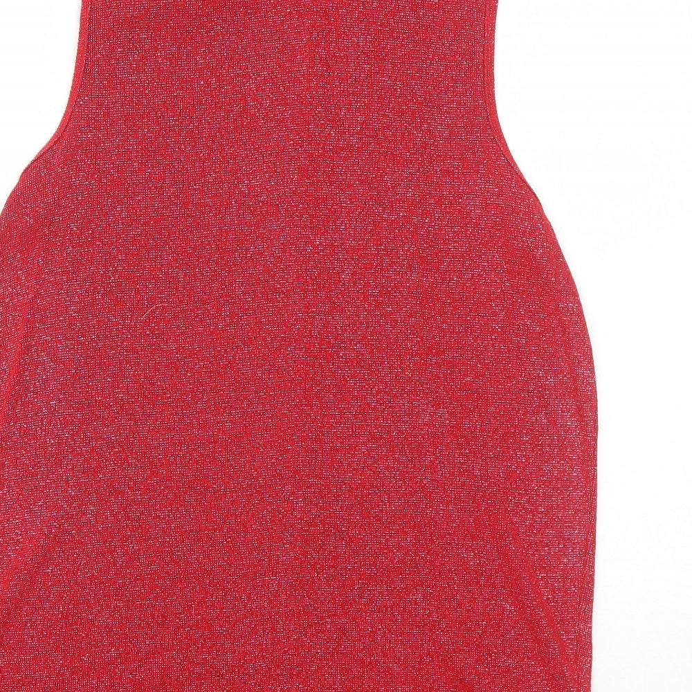Evans Womens Red Viscose Basic Tank Size 14 Round Neck