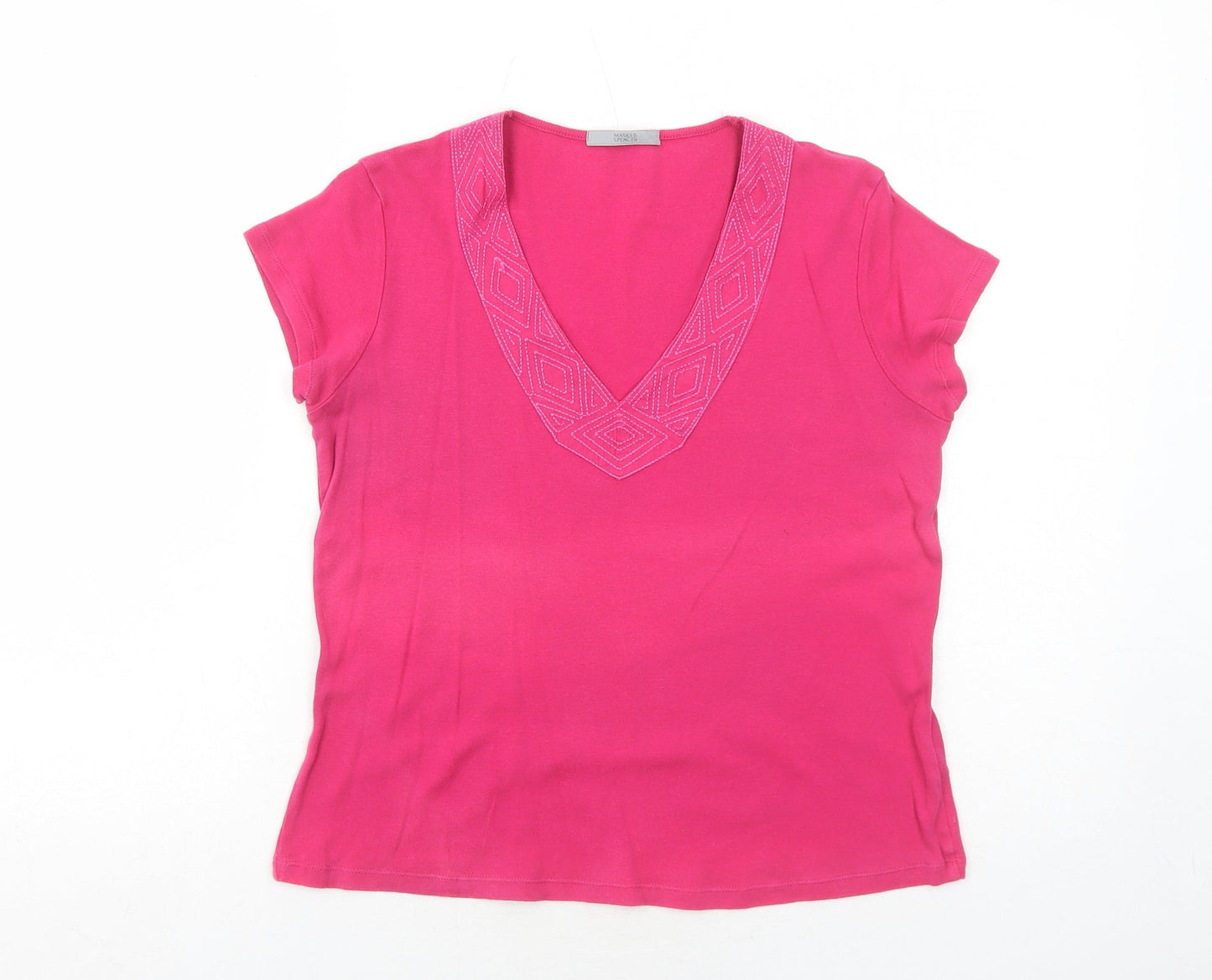 Womens UK Size 14 Marks and Spencer Pink Basic Blouse