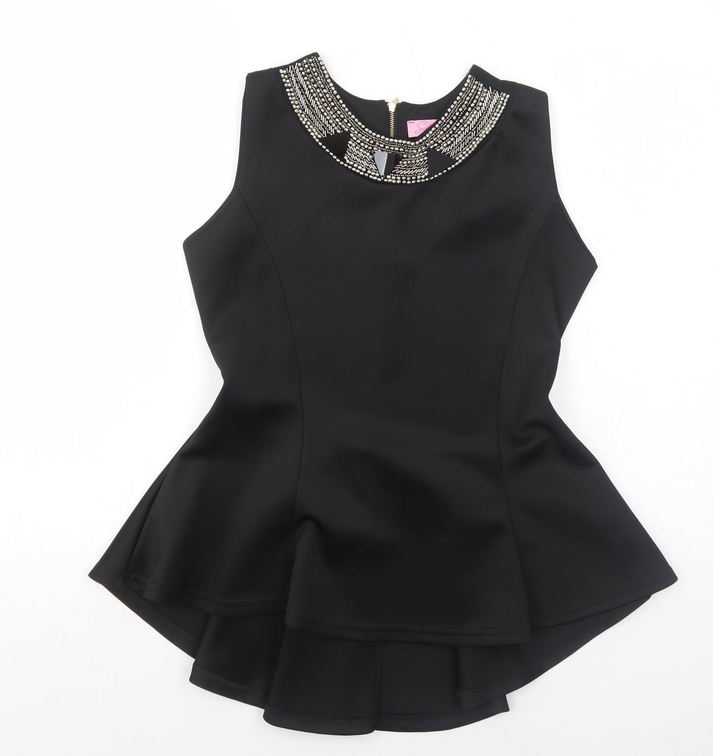 Signature Womens Black Polyester Basic Tank Size M Round Neck - Size M-L