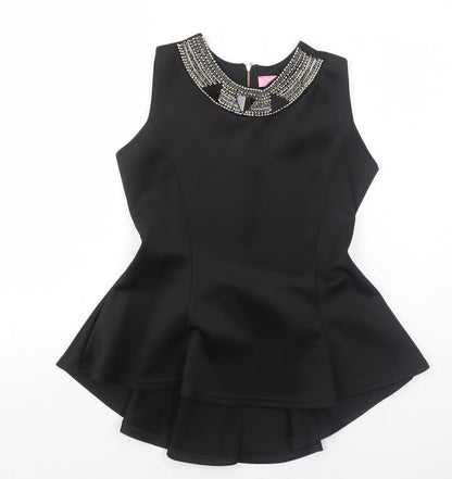 Signature Womens Black Polyester Basic Tank Size M Round Neck - Size M-L