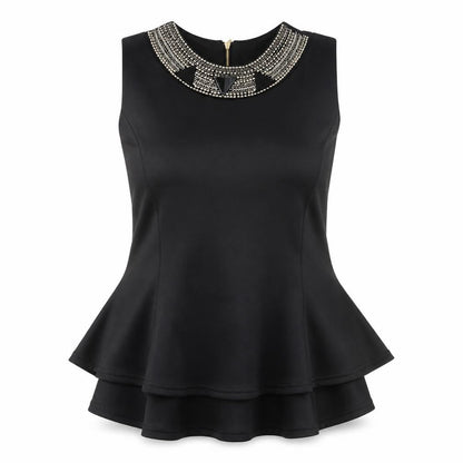 Signature Womens Black Polyester Basic Tank Size M Round Neck - Size M-L