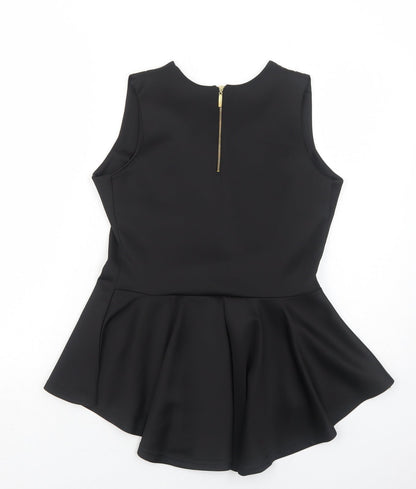 Signature Womens Black Polyester Basic Tank Size M Round Neck - Size M-L