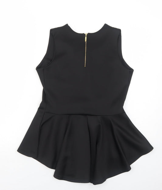 Signature Womens Black Polyester Basic Tank Size M Round Neck - Size M-L