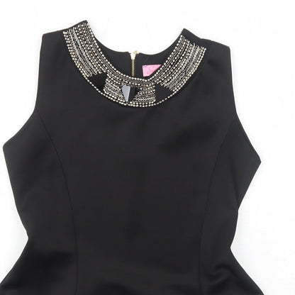 Signature Womens Black Polyester Basic Tank Size M Round Neck - Size M-L