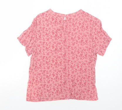 Jack Wills Womens Pink Geometric Viscose Basic Blouse Size 8 Round Neck