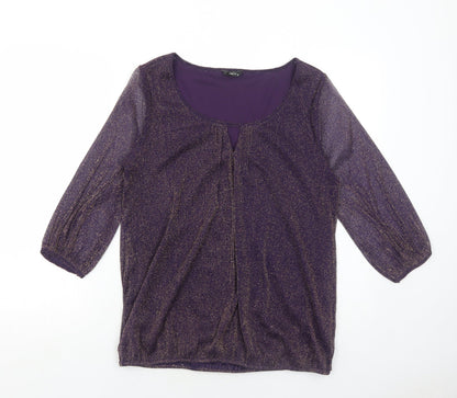 Womens UK Size 14 M&Co Purple Basic Blouse