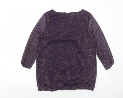 Womens UK Size 14 M&Co Purple Basic Blouse